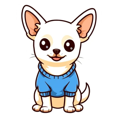 Elegant white chihuahua with blue sweater sticker
