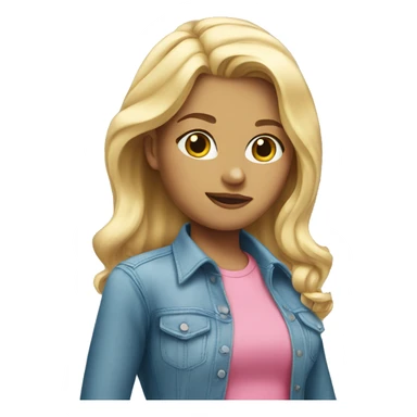 pink shirt blonde girl side part sticker