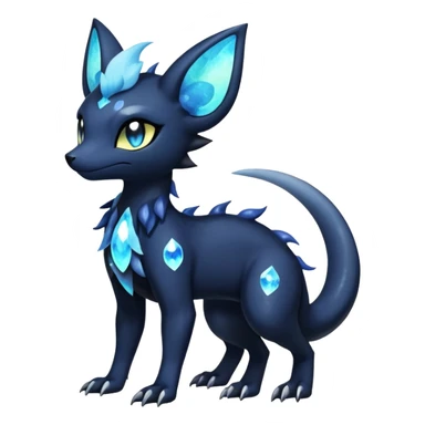 Shiny icy iridescent dark gothic ethereal Nebulae Salandit-Meowstic-Umbreon-Fakémon-hybrid-creature (full body)  sticker