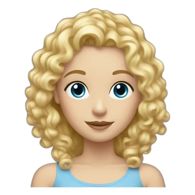 caucasian curly blonde blue eyes woman with two daughters sticker