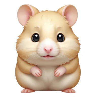 Cinematic Cute Cream Hamster Portrait Emoji, Head tilted playfully and inquisitively, featuring a silky, pristine cream coat with a gentle sheen, round, sparkling dark eyes filled with curiosity, Simplified yet irresistibly adorable features, highly detailed, glowing with a warm, friendly glow, high shine, affectionate and lively, stylized with a touch of whimsy, bright and endearing, soft glowing outline, capturing the essence of a mischievous yet loving hamster, so playful it feels like it could dash out of the screen and into your arms! sticker