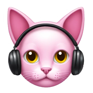 Pink cat gamer headphones  sticker