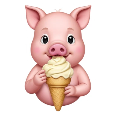 Pig eating ice cream sticker