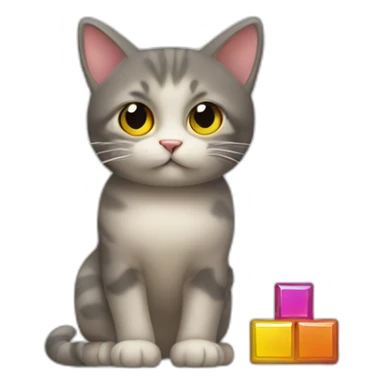 A cat playing Tetris  sticker
