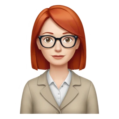 middle age Red head long straight hair pale skin wearing glasses sticker