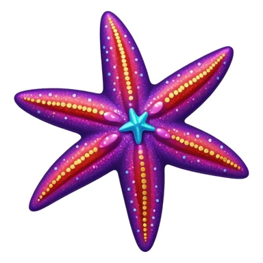 color gradient between red and purple glitter starfish sticker