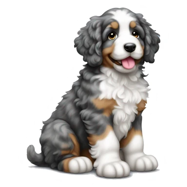 sitting merle colored bernedoodle puppy  sticker
