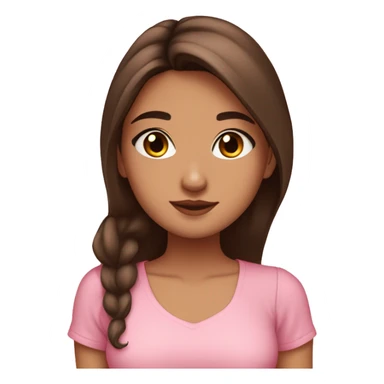 hispanic pretty girl with brown hair and fair skin in pink shirt coquette aesthetic  sticker