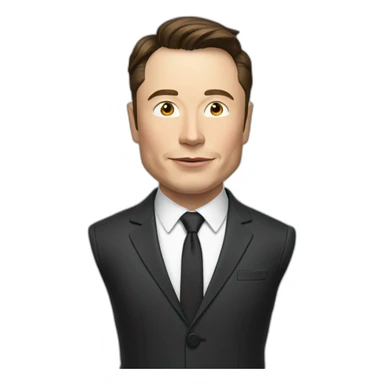elon musk in a suit with pen sticker