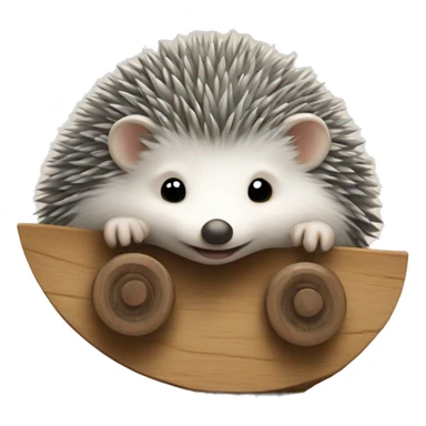 grey hedgehog on Wood wheels for baby sticker