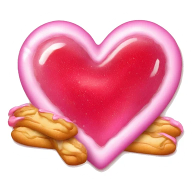 Un coeur rouge avec des eclairs rose autour  sticker