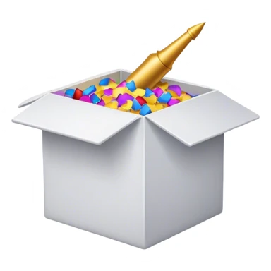 box being opened with confetti shooting out sticker