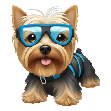 Yorkie wearing snorkel  sticker