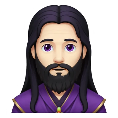 Pluto, God of Death from Gods and Goddesses with long black hair and beard, deep purple outfit sticker