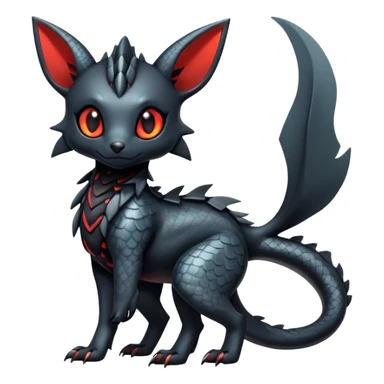 Shiny Dark Cute Majestic Sophisticated Modern Gothic Gloomy Futuristic Scaly Cyber-Salandit-Umbreon-Litten-Hybrid (Full body) sticker