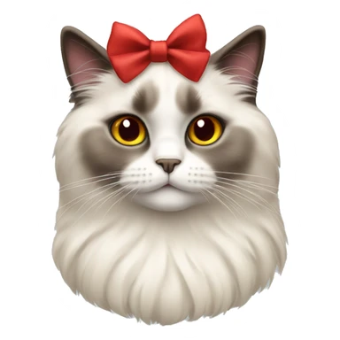 ragdoll cat wearing a red bow  sticker
