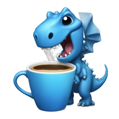 Blue dinozaurr drink coffee  sticker