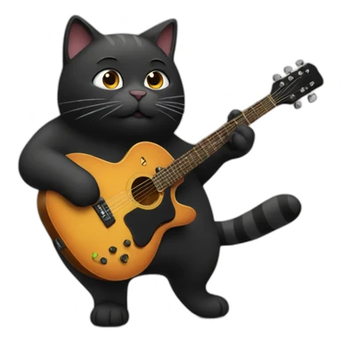 Black fat cat playing guitar sticker