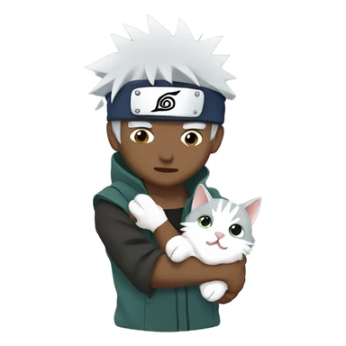 Kakashi from Naruto holding a kitten sticker