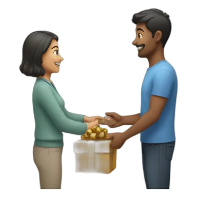 person gifting to another person sticker