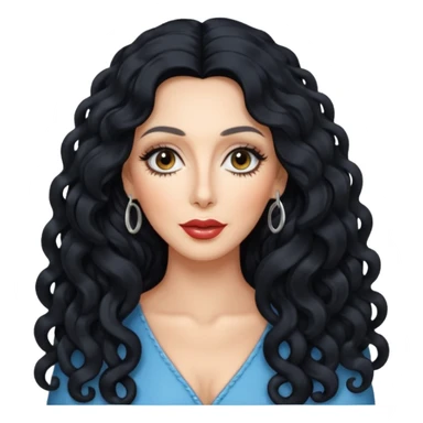 Cher with long curly hair sticker