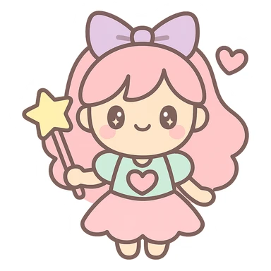 a magical girl with a wand in anime style sticker
