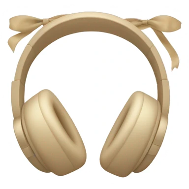 beige apple headphones with beige bows sticker