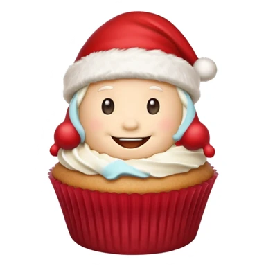 cupcake with a smile and a santa hat sticker