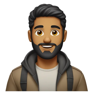 Young fratty college-aged guy with a very light punjabi skin tone, thick cool dark hair with fade on the sides, neatly trimmed beard, and an oval-shaped face. sticker