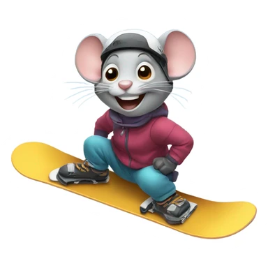Mouse snowboarding and smiling  sticker