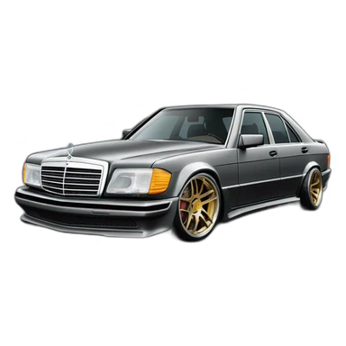 Mercedes SEL AmG with body kit custom and amg aero wheels front side angle  sticker