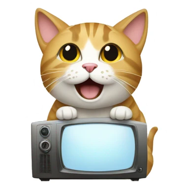 Gato feliz viendo tv sticker