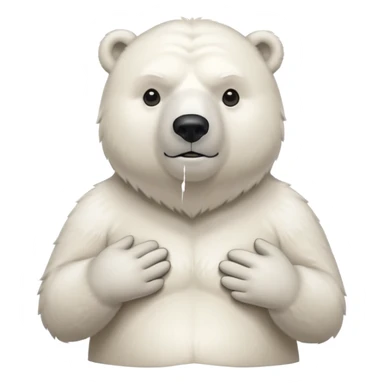 Make a humanoid polar bear shrugging, he must look doubtful, showing only from chest above, no legs sticker