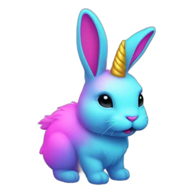 bunny unicorn neon sticker