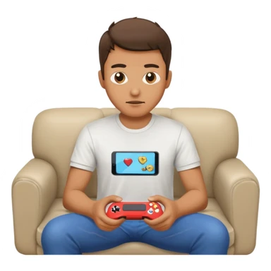 man playing video games on a sofa sticker