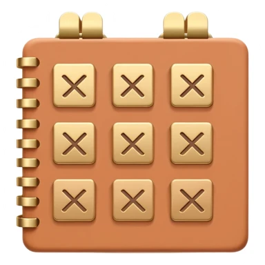 modern elegant planner with checkmarks emoji, 3D style, pastel terracotta, beige or pink and gold, clean design sticker