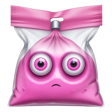 Clear Plastic bag with pink powder with eyeballs sticker