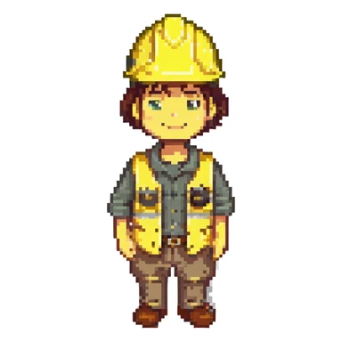 engineer with yellow safety helmet, friendly expression sticker