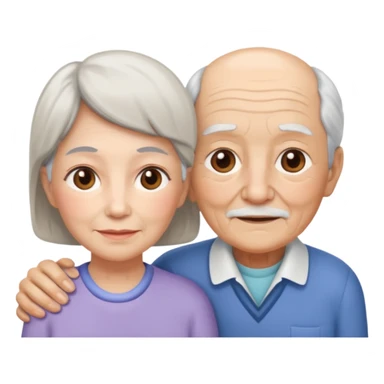 Caregiver with an old person sticker