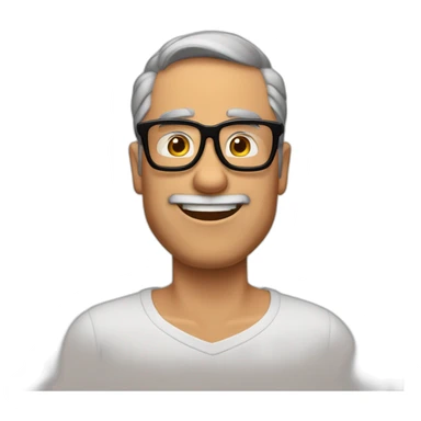 Imagen al estilo Disney Pixar de hombre de 55 años, pelo  canoso, gafas, sin afeitar y complexión fuerte sticker