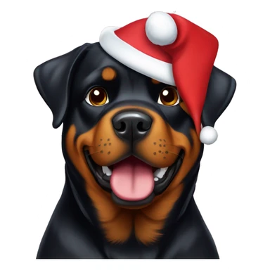 Rottweiler wearing Santa hat sticker