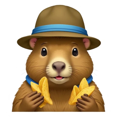 Capybara with a cool hat  eating Lays chips sticker