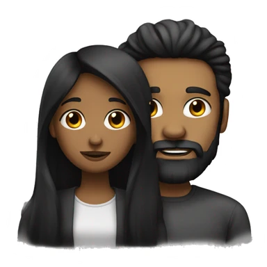 Black long hair girl with a man with black beard and a bit darker  sticker
