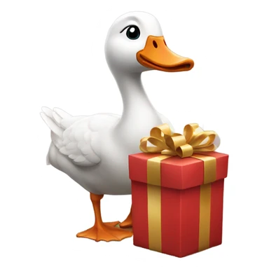 Goose opening massive Christmas gift sticker