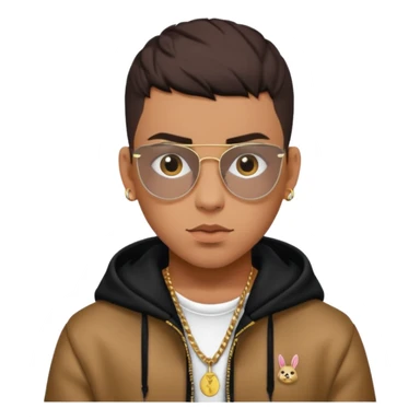 Bad Bunny, Latin Trap Singer with dark brown hair sticker