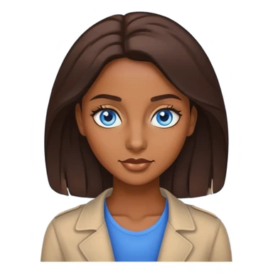 Make me a brown skinned woman with blue eye sticker