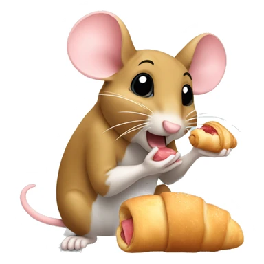 Mouse eating a croissant sticker