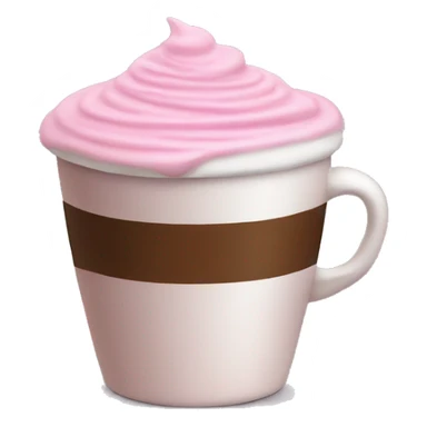 Large cup, pink drink, mocha foam on top , sticker