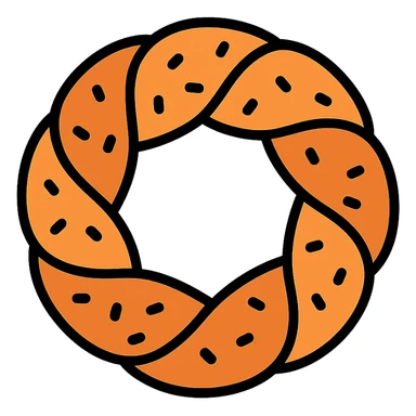 simit Turkish sesame bread ring colorful outlined icon sticker
