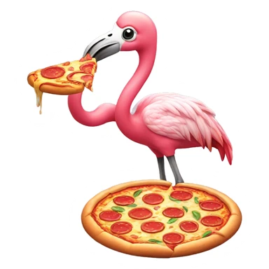 Flamingo eating a pizza sticker